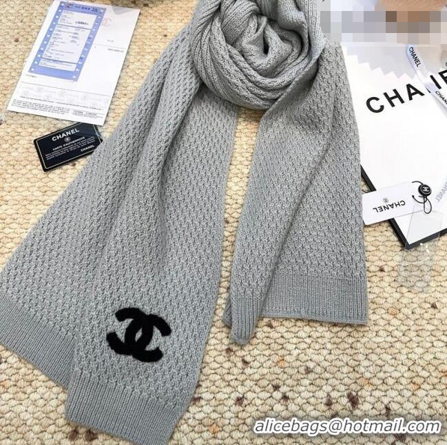 Inexpensive Chanel Cashmere Wool Long Scarf 30x175cm CH010603 Grey 2026