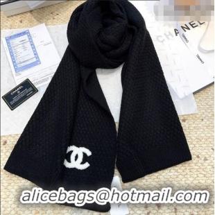 Top Quality Chanel Cashmere Wool Long Scarf 30x175cm CH010603 Black 2026