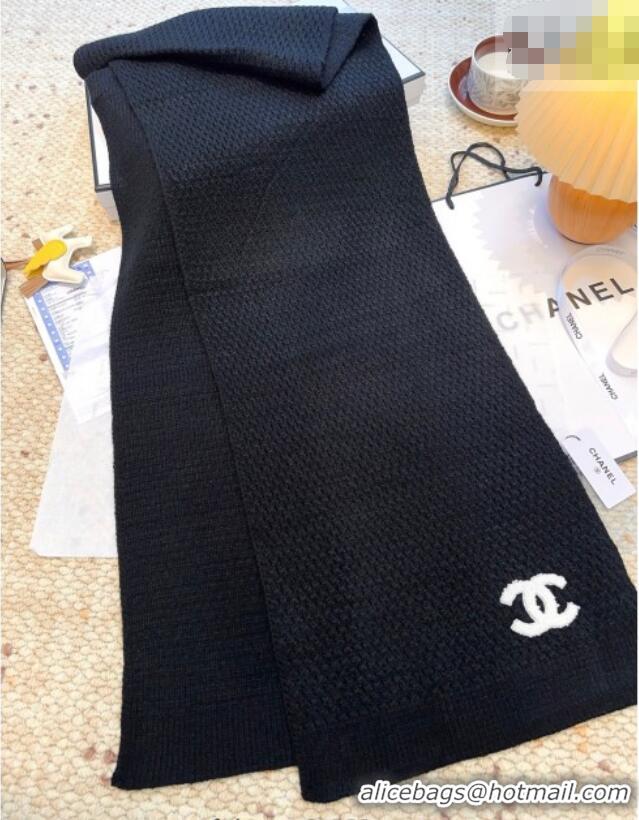 Top Quality Chanel Cashmere Wool Long Scarf 30x175cm CH010603 Black 2026