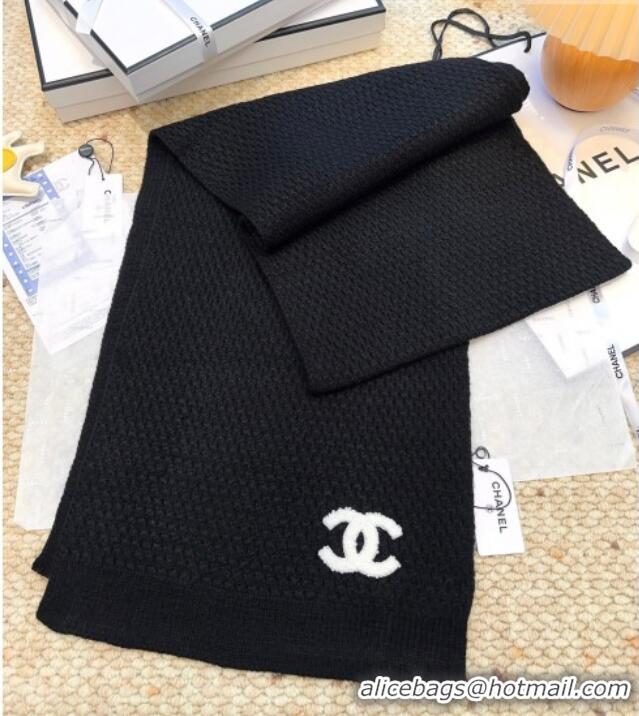 Top Quality Chanel Cashmere Wool Long Scarf 30x175cm CH010603 Black 2026