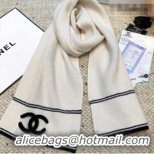Buy Discount Chanel Wool Cashmere Long Scarf 30x175cm CH010604 White 2026