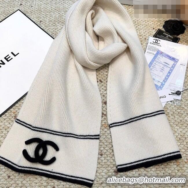Buy Discount Chanel Wool Cashmere Long Scarf 30x175cm CH010604 White 2026