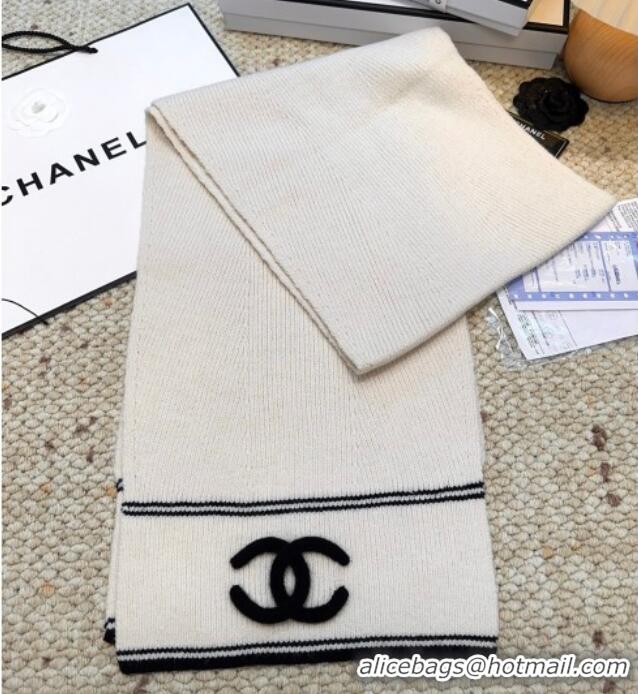 Buy Discount Chanel Wool Cashmere Long Scarf 30x175cm CH010604 White 2026