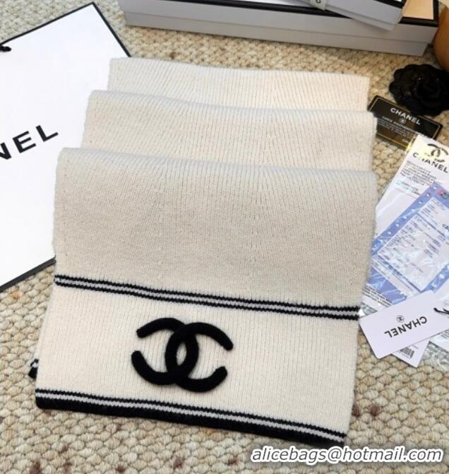 Buy Discount Chanel Wool Cashmere Long Scarf 30x175cm CH010604 White 2026