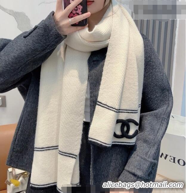 Buy Discount Chanel Wool Cashmere Long Scarf 30x175cm CH010604 White 2026