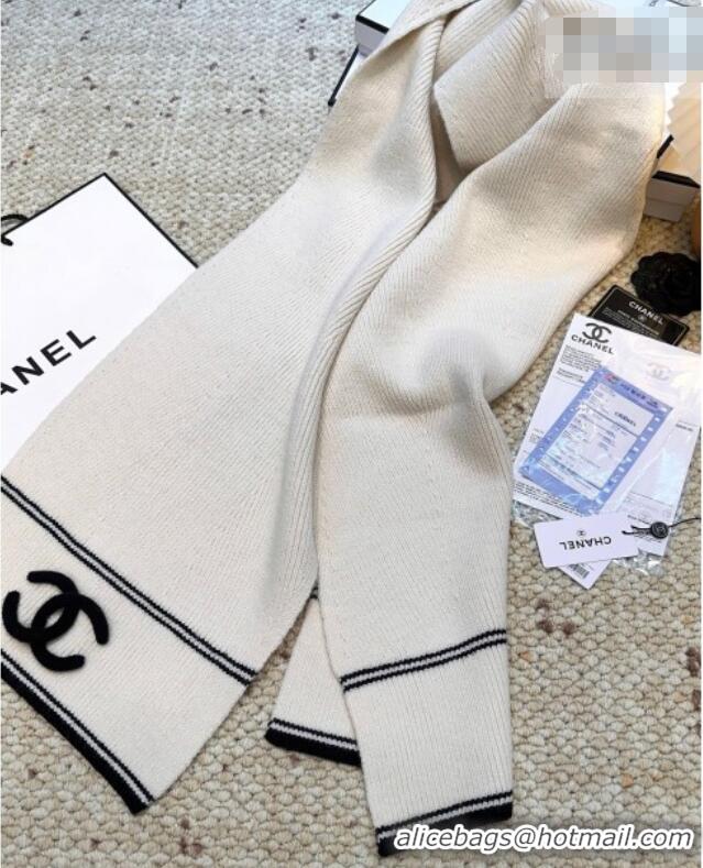 Buy Discount Chanel Wool Cashmere Long Scarf 30x175cm CH010604 White 2026