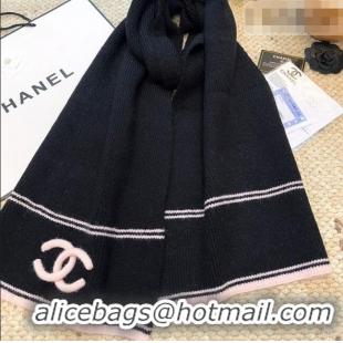 Cheap Grade Chanel Wool Cashmere Long Scarf 30x175cm CH010604 Black 2026