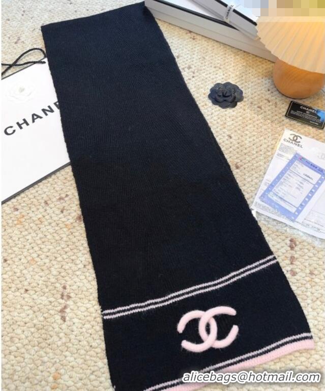 Cheap Grade Chanel Wool Cashmere Long Scarf 30x175cm CH010604 Black 2026