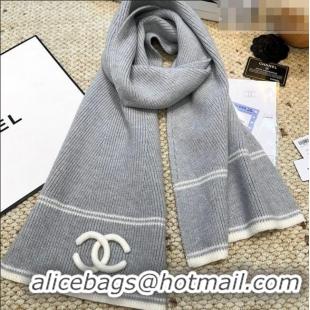 Buy Well Crafted Chanel Wool Cashmere Long Scarf 30x175cm CH010604 Grey 2026