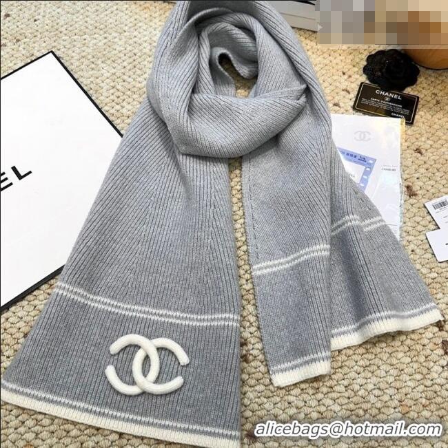 Buy Well Crafted Chanel Wool Cashmere Long Scarf 30x175cm CH010604 Grey 2026