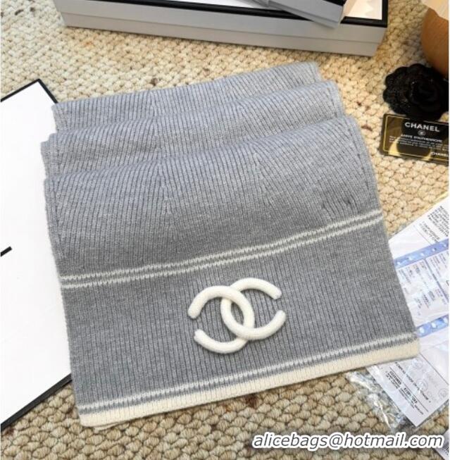 Buy Well Crafted Chanel Wool Cashmere Long Scarf 30x175cm CH010604 Grey 2026
