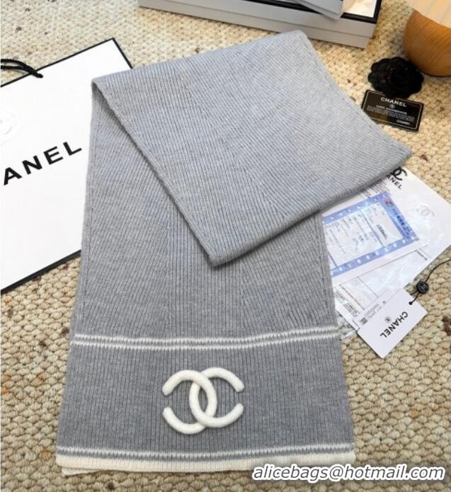 Buy Well Crafted Chanel Wool Cashmere Long Scarf 30x175cm CH010604 Grey 2026
