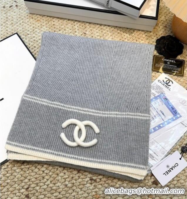 Buy Well Crafted Chanel Wool Cashmere Long Scarf 30x175cm CH010604 Grey 2026