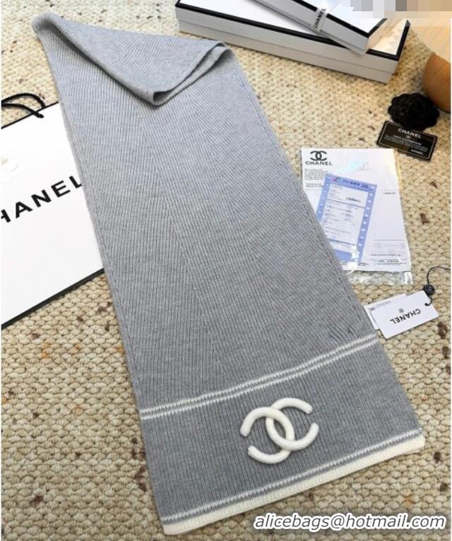 Buy Well Crafted Chanel Wool Cashmere Long Scarf 30x175cm CH010604 Grey 2026