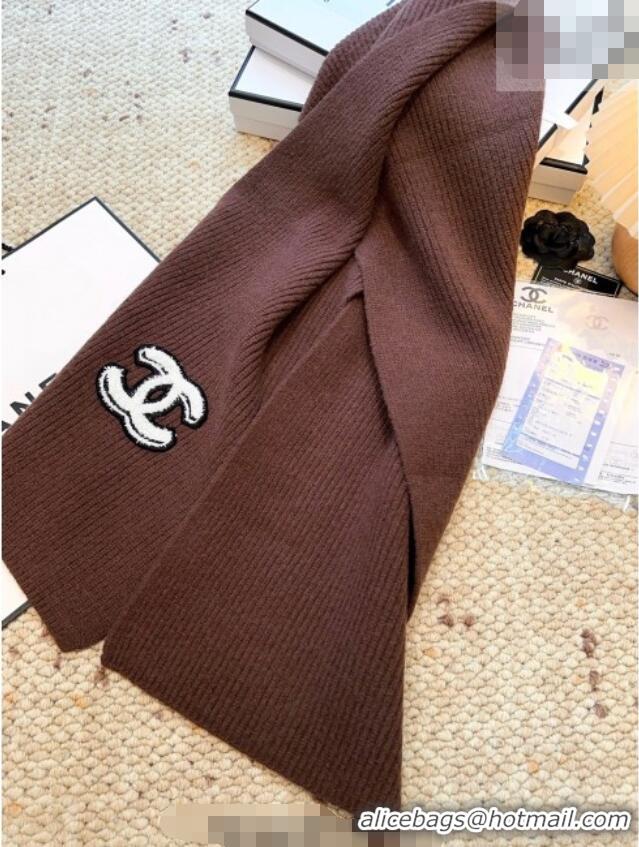 Top Quality Chanel Wool Cashmere Long Scarf 30x175cm CH010605 Chocolate 2026