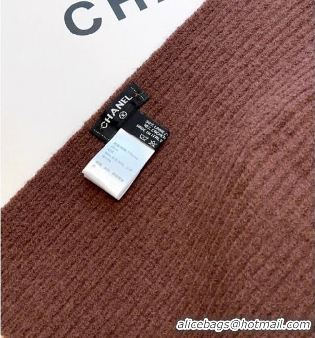 Top Quality Chanel Wool Cashmere Long Scarf 30x175cm CH010605 Chocolate 2026