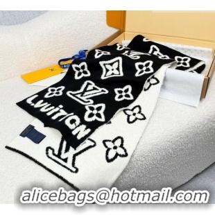 Best Price Louis Vuitton Monogram Blast Knitten Cashmere Long Scarf 20x180cm 6036 Black/White 2026