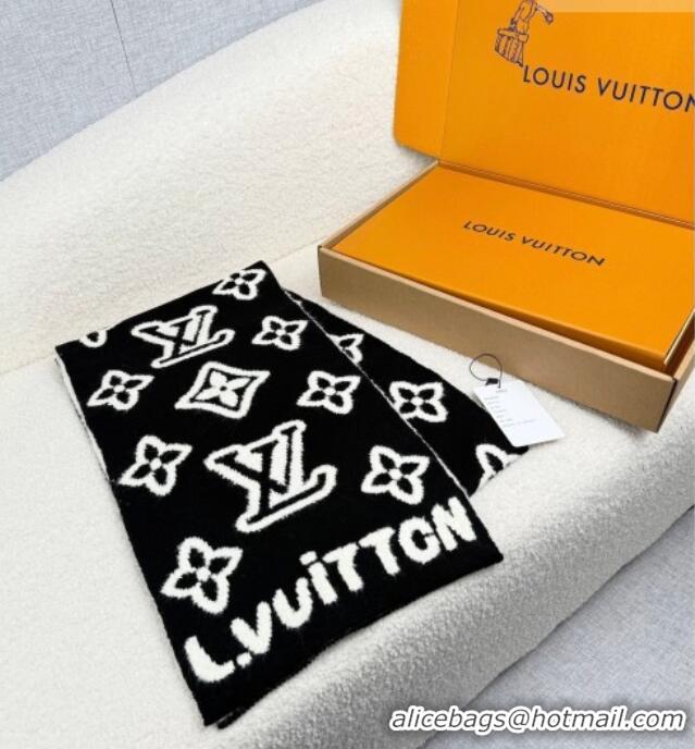 Best Price Louis Vuitton Monogram Blast Knitten Cashmere Long Scarf 20x180cm 6036 Black/White 2026