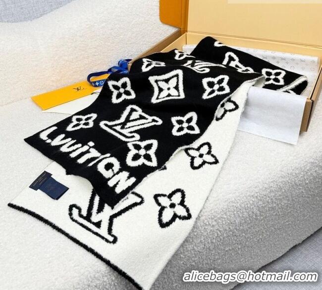 Best Price Louis Vuitton Monogram Blast Knitten Cashmere Long Scarf 20x180cm 6036 Black/White 2026