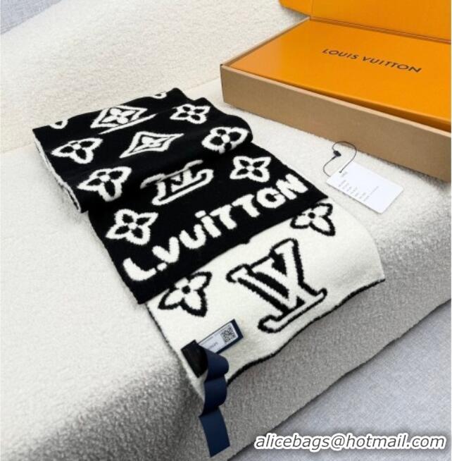 Best Price Louis Vuitton Monogram Blast Knitten Cashmere Long Scarf 20x180cm 6036 Black/White 2026