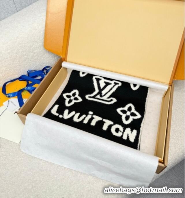 Best Price Louis Vuitton Monogram Blast Knitten Cashmere Long Scarf 20x180cm 6036 Black/White 2026