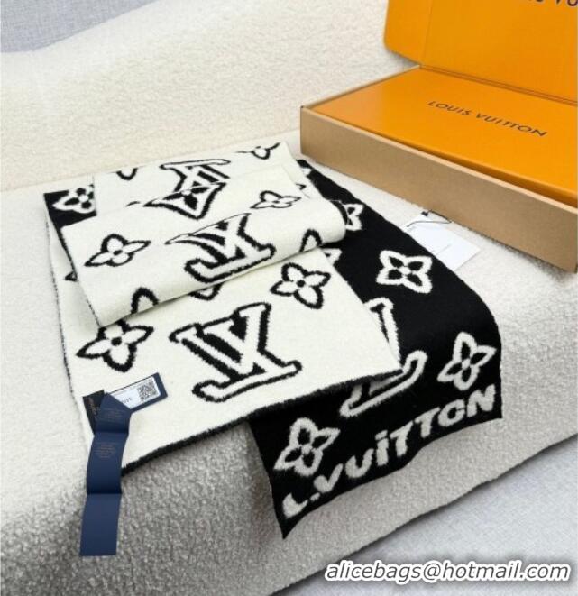 Best Price Louis Vuitton Monogram Blast Knitten Cashmere Long Scarf 20x180cm 6036 Black/White 2026
