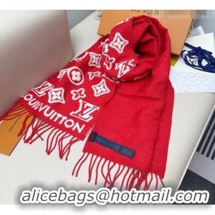 Grade Design Louis Vuitton LV 3D Monogram Wool Cashmere Long Scarf 34x200cm LV010603 Red 2026