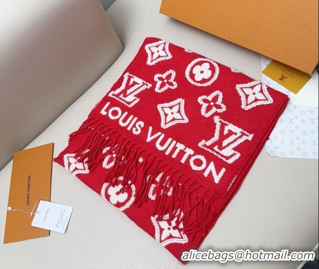 Grade Design Louis Vuitton LV 3D Monogram Wool Cashmere Long Scarf 34x200cm LV010603 Red 2026