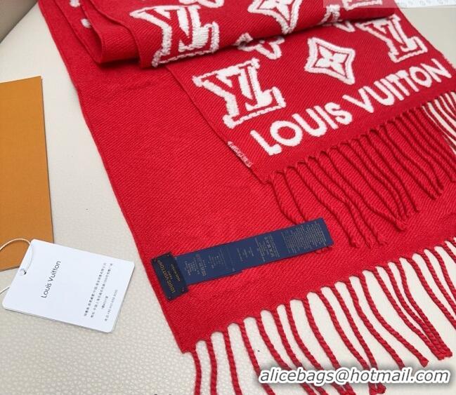 Grade Design Louis Vuitton LV 3D Monogram Wool Cashmere Long Scarf 34x200cm LV010603 Red 2026