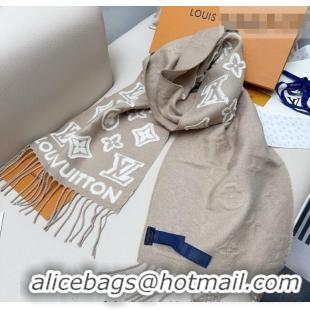 Reasonable Price Louis Vuitton LV 3D Monogram Wool Cashmere Long Scarf 34x200cm LV010603 Grey 2026