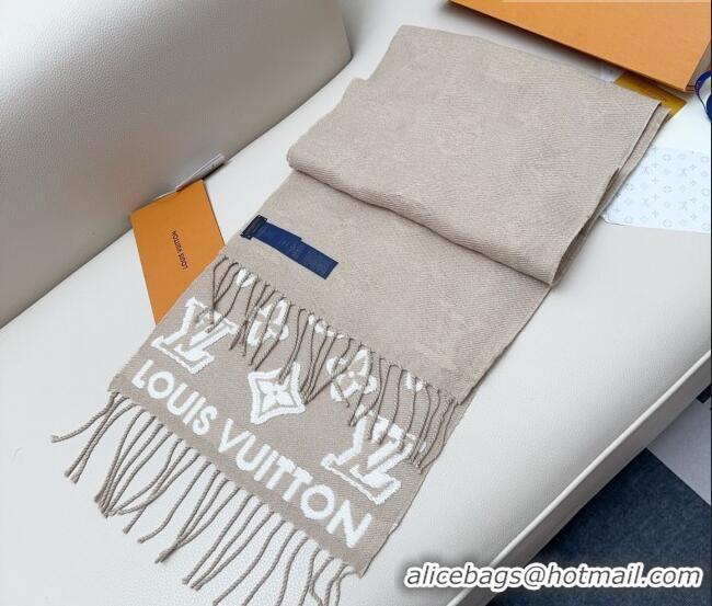 Reasonable Price Louis Vuitton LV 3D Monogram Wool Cashmere Long Scarf 34x200cm LV010603 Grey 2026