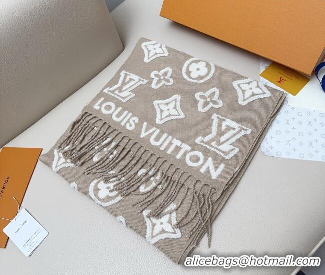 Reasonable Price Louis Vuitton LV 3D Monogram Wool Cashmere Long Scarf 34x200cm LV010603 Grey 2026