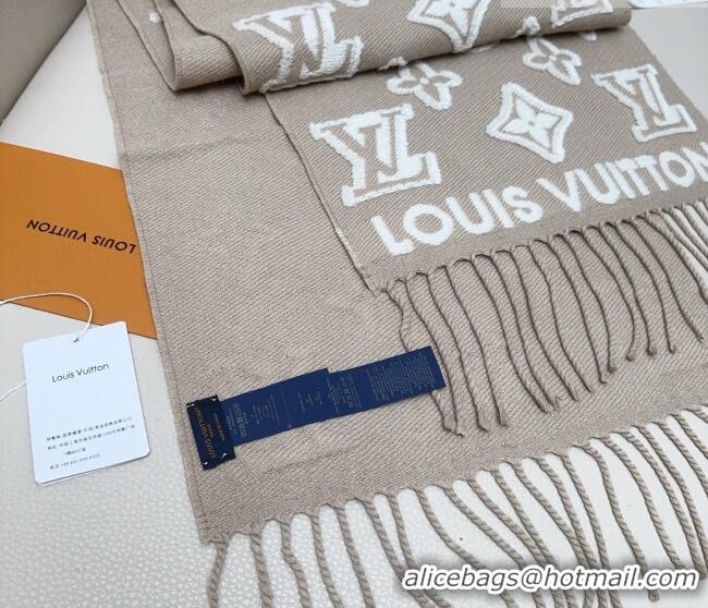 Reasonable Price Louis Vuitton LV 3D Monogram Wool Cashmere Long Scarf 34x200cm LV010603 Grey 2026