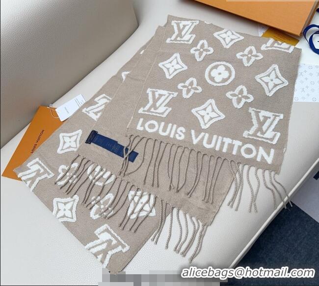 Reasonable Price Louis Vuitton LV 3D Monogram Wool Cashmere Long Scarf 34x200cm LV010603 Grey 2026