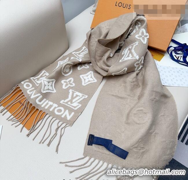Reasonable Price Louis Vuitton LV 3D Monogram Wool Cashmere Long Scarf 34x200cm LV010603 Grey 2026