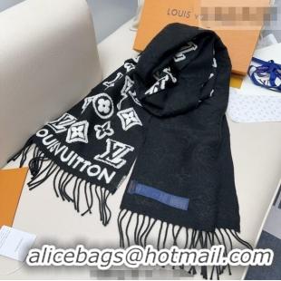 Reasonable Price Louis Vuitton LV 3D Monogram Wool Cashmere Long Scarf 34x200cm LV010603 Black 2026
