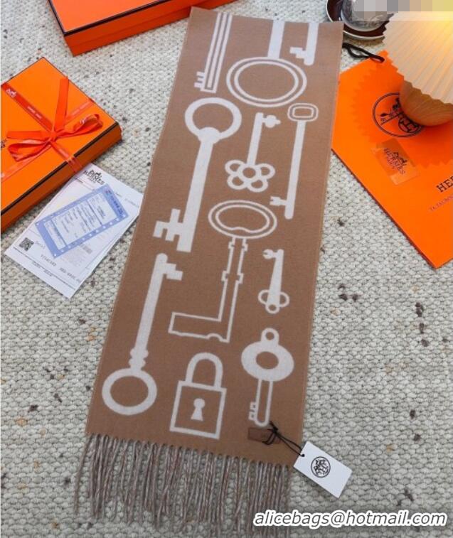 Discount Hermes Sciarpa Casaque Porte-Clefs Cashmere Long Scarf 32x180cm 6041 Orange/Grey 2026