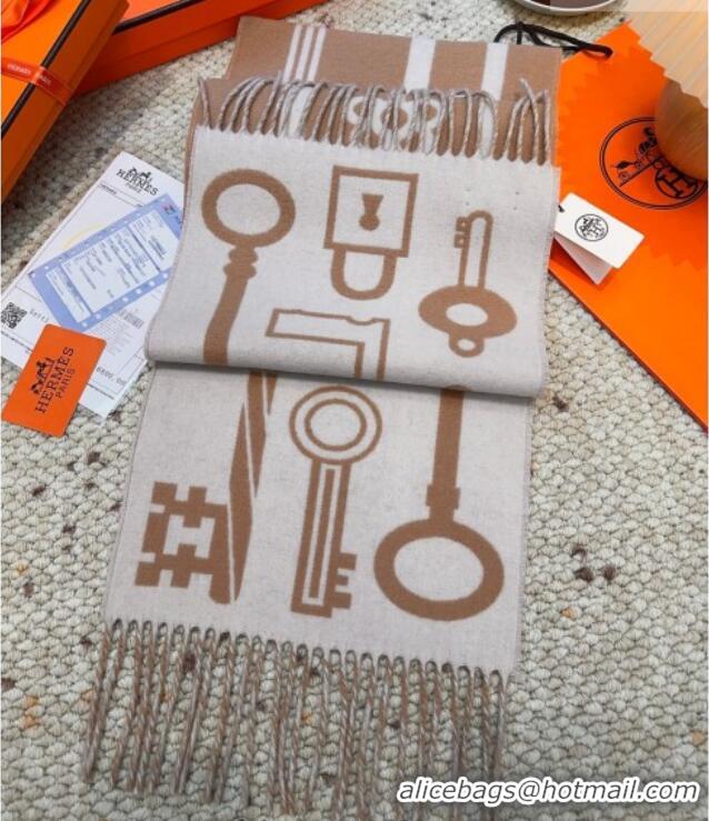 Discount Hermes Sciarpa Casaque Porte-Clefs Cashmere Long Scarf 32x180cm 6041 Orange/Grey 2026