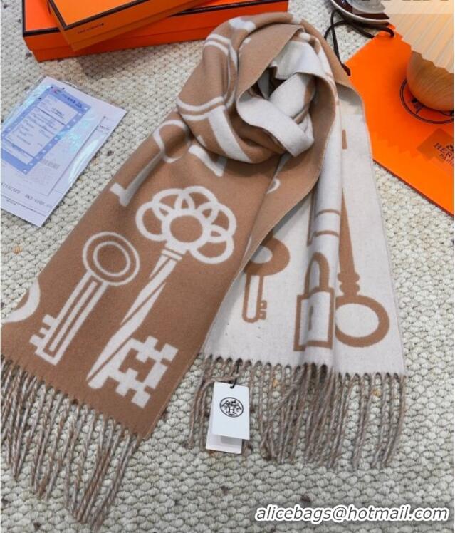 Discount Hermes Sciarpa Casaque Porte-Clefs Cashmere Long Scarf 32x180cm 6041 Orange/Grey 2026