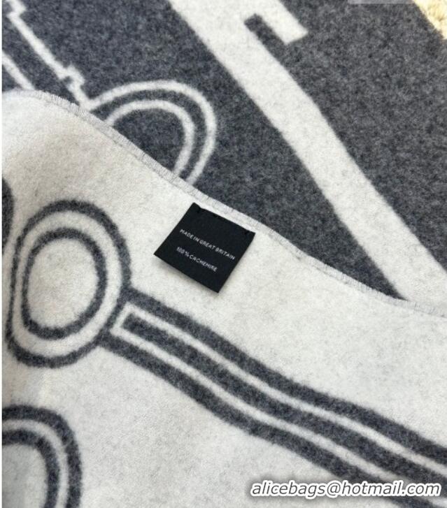 Promotional Hermes Sciarpa Casaque Porte-Clefs Cashmere Long Scarf 32x180cm 6041 Grey/White 2026