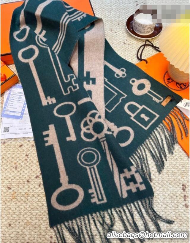 Best Price Hermes Sciarpa Casaque Porte-Clefs Cashmere Long Scarf 32x180cm 6041 Green 2026