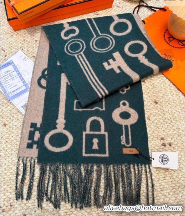 Best Price Hermes Sciarpa Casaque Porte-Clefs Cashmere Long Scarf 32x180cm 6041 Green 2026