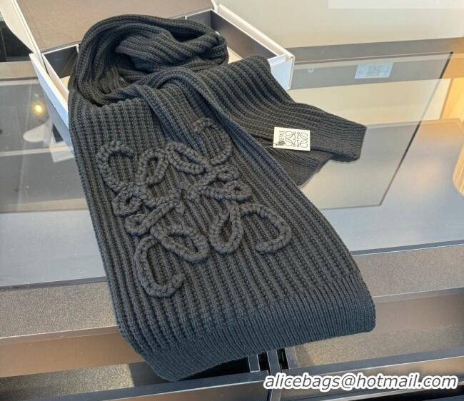 Most Popular Loewe Cashmere Long Scarf 35x180cm LW010603 Black 2026