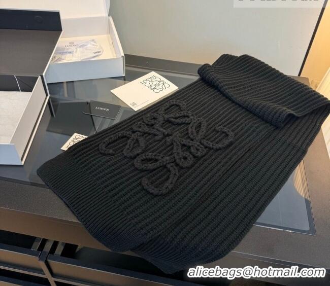 Most Popular Loewe Cashmere Long Scarf 35x180cm LW010603 Black 2026