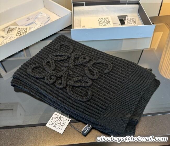 Most Popular Loewe Cashmere Long Scarf 35x180cm LW010603 Black 2026