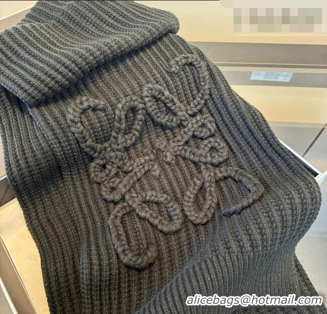 Most Popular Loewe Cashmere Long Scarf 35x180cm LW010603 Black 2026