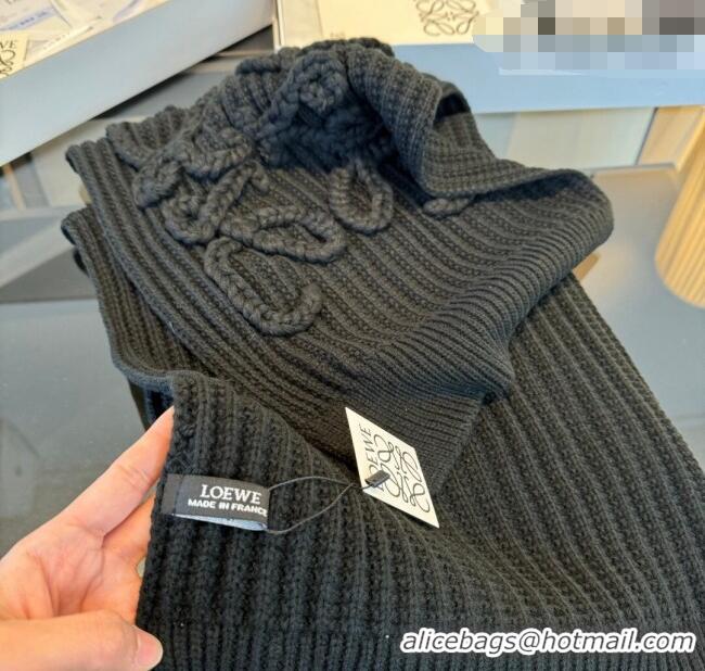 Most Popular Loewe Cashmere Long Scarf 35x180cm LW010603 Black 2026