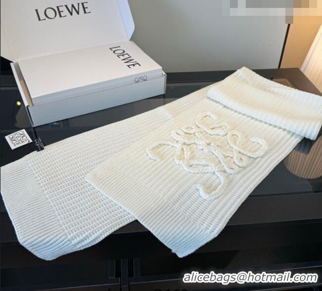 Luxury Discount Loewe Cashmere Long Scarf 35x180cm LW010603 White 2026