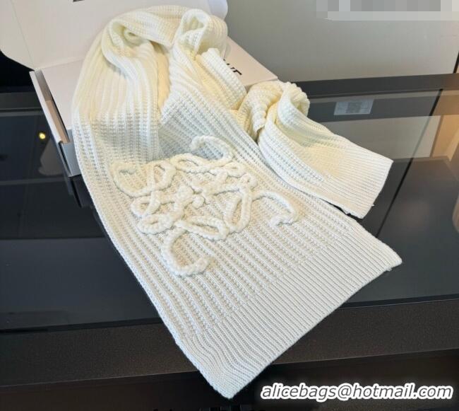 Luxury Discount Loewe Cashmere Long Scarf 35x180cm LW010603 White 2026