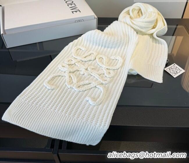 Luxury Discount Loewe Cashmere Long Scarf 35x180cm LW010603 White 2026